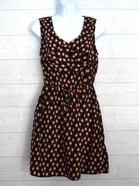 BeBop Black Owl Print Tie Waist Fit & Flare Dress Size M